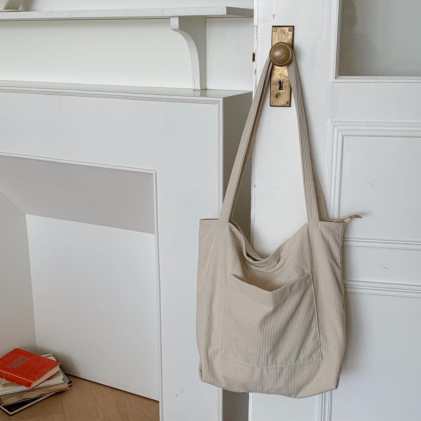 Custom Corduroy Tote Bag with Zipper