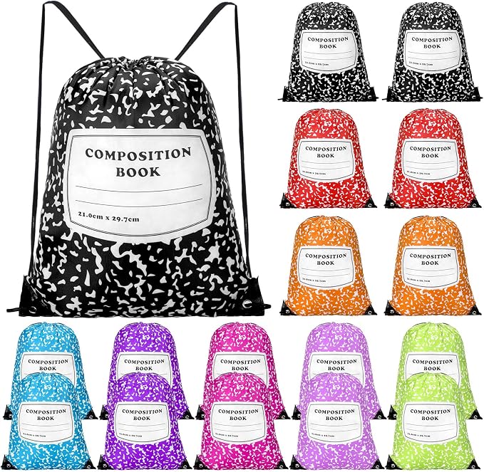 Custom Drawstring Backpack with Composition Book Print