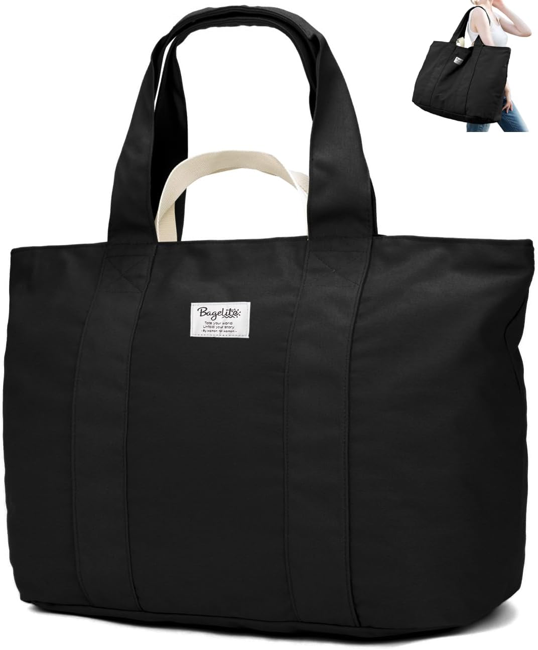Custom Cotton Travel Weekender Tote Bag with Zipper
