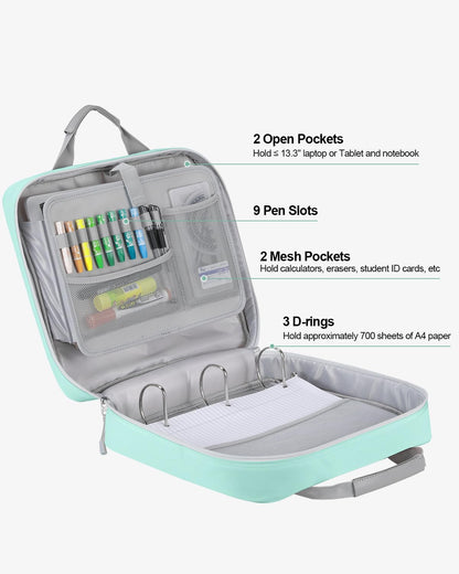 Custom 3-Ring Zipper Binder Bag with Multi-Pocket Organizer