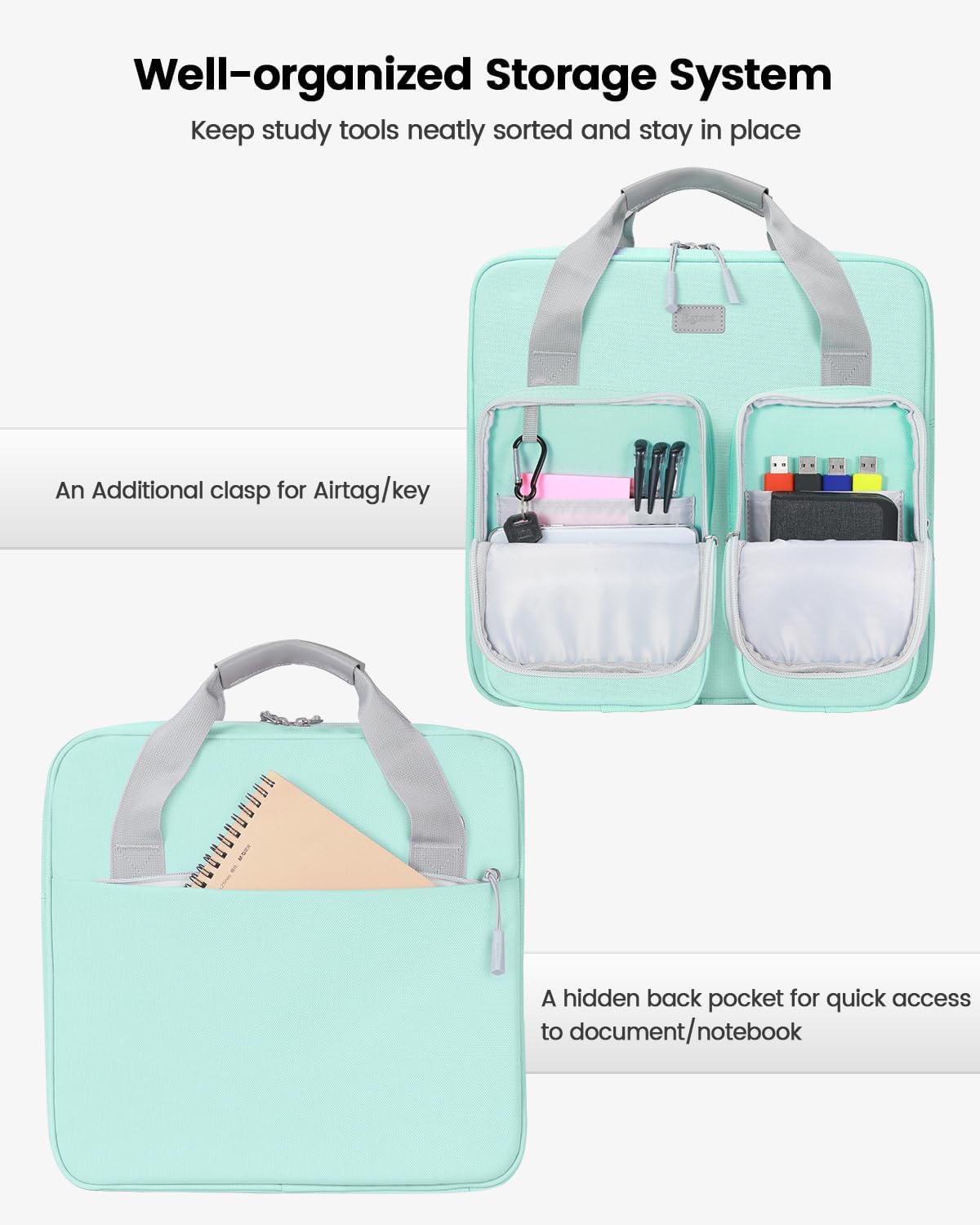 Custom 3-Ring Zipper Binder Bag with Multi-Pocket Organizer