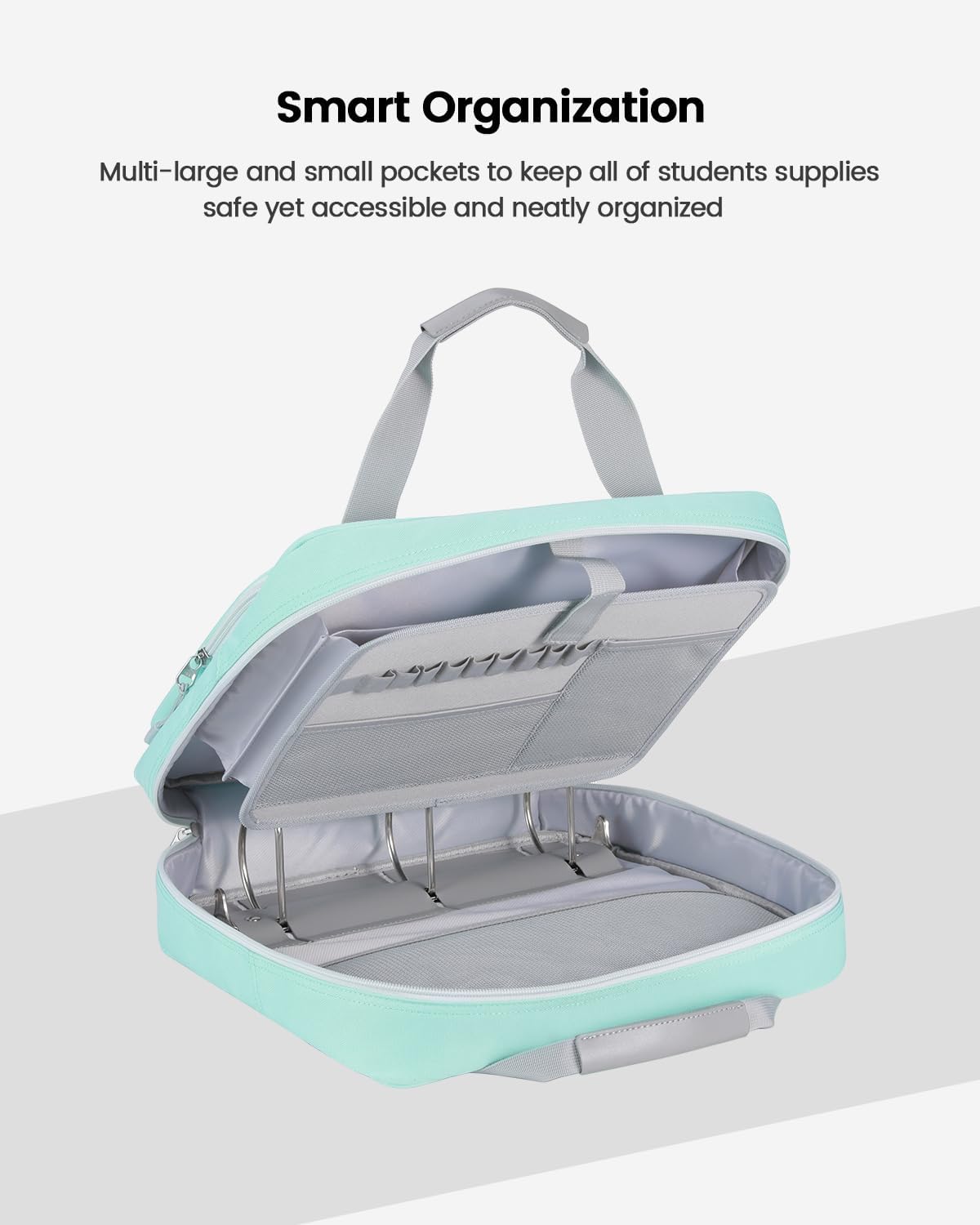 Custom 3-Ring Zipper Binder Bag with Multi-Pocket Organizer