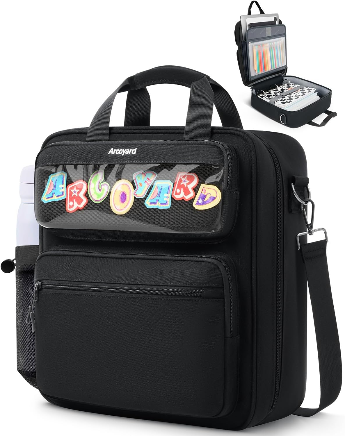 Custom 3-Ring Zipper Binder Bag with Shoulder Strap