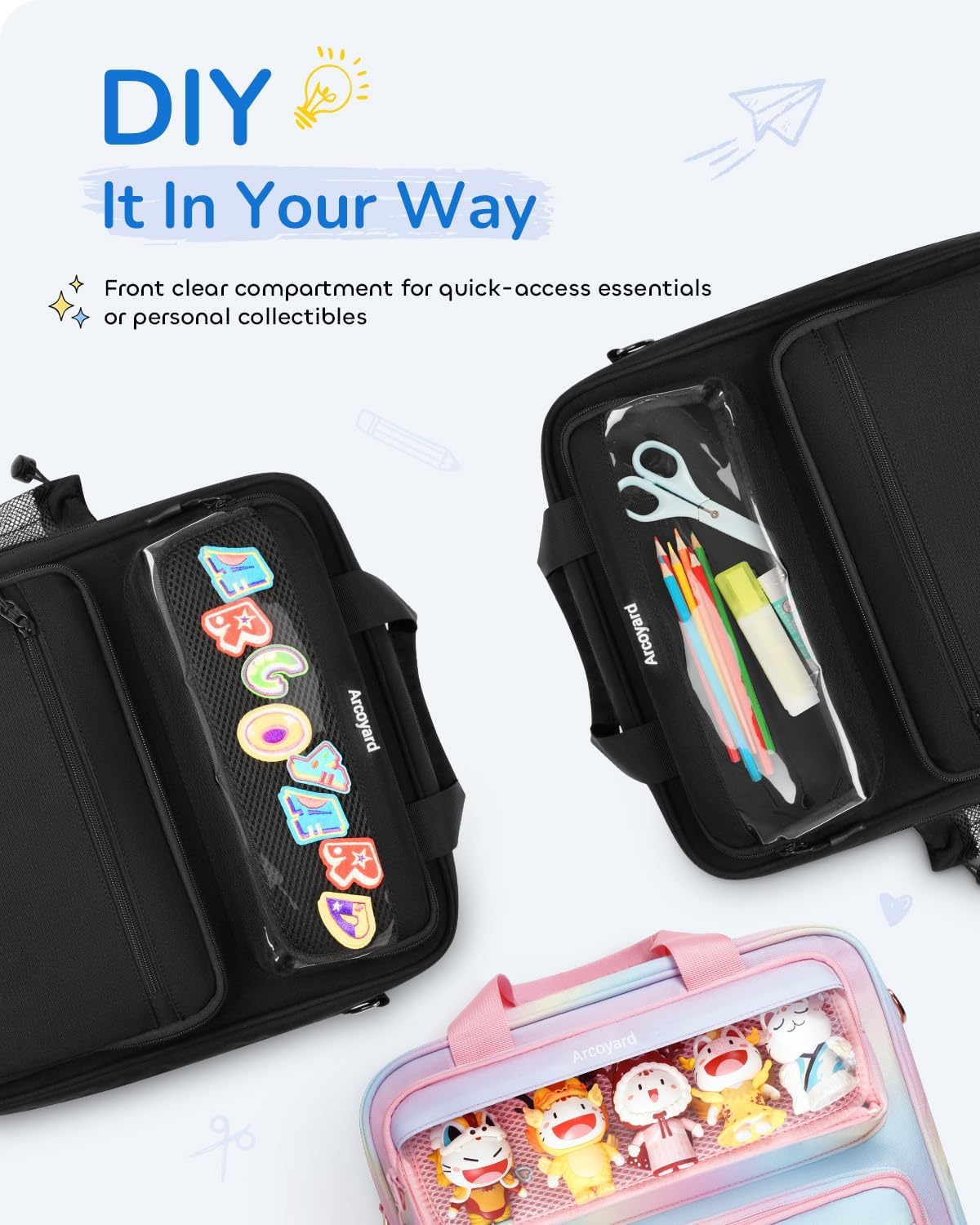 Custom 3-Ring Zipper Binder Bag with Shoulder Strap