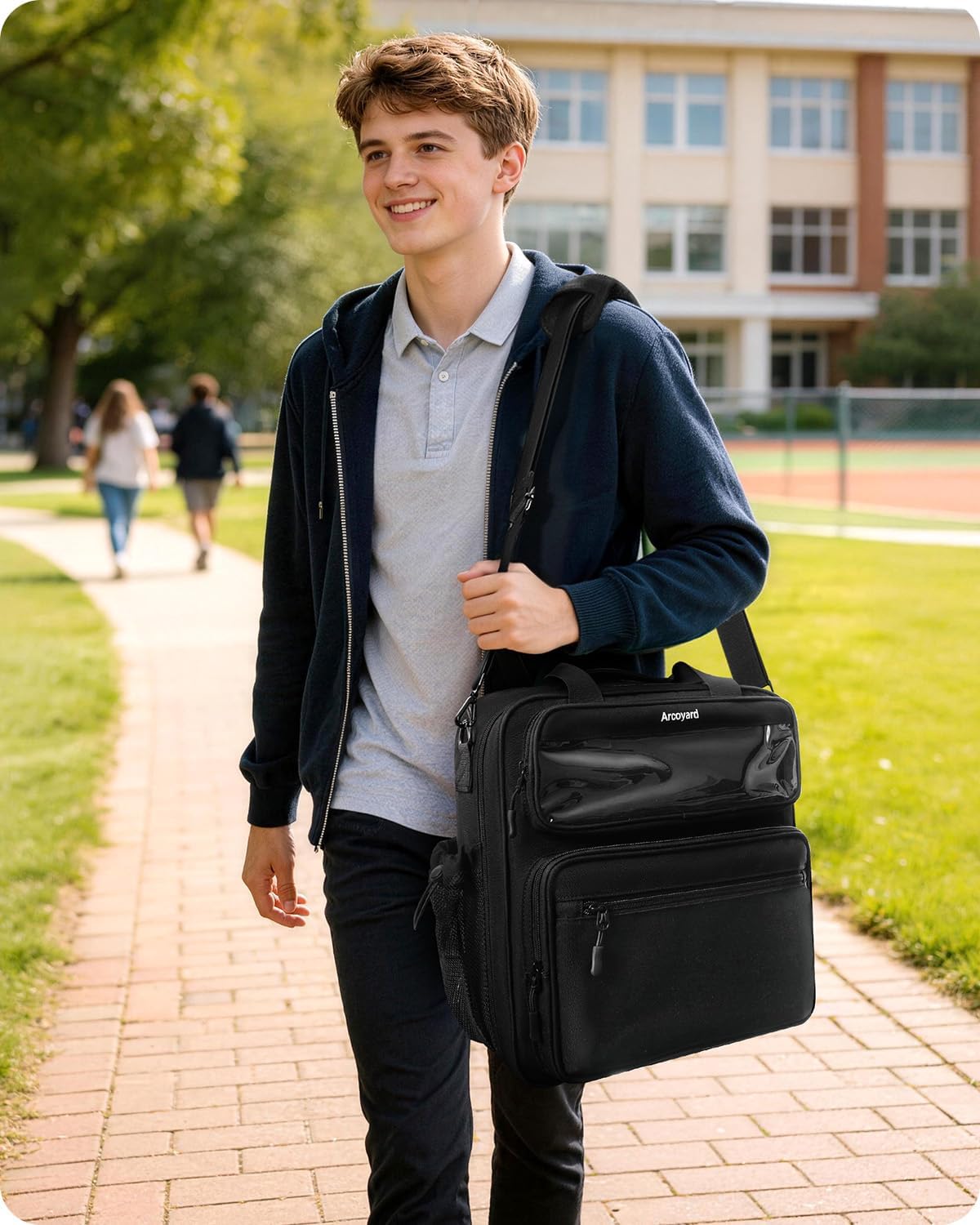 Custom 3-Ring Zipper Binder Bag with Shoulder Strap