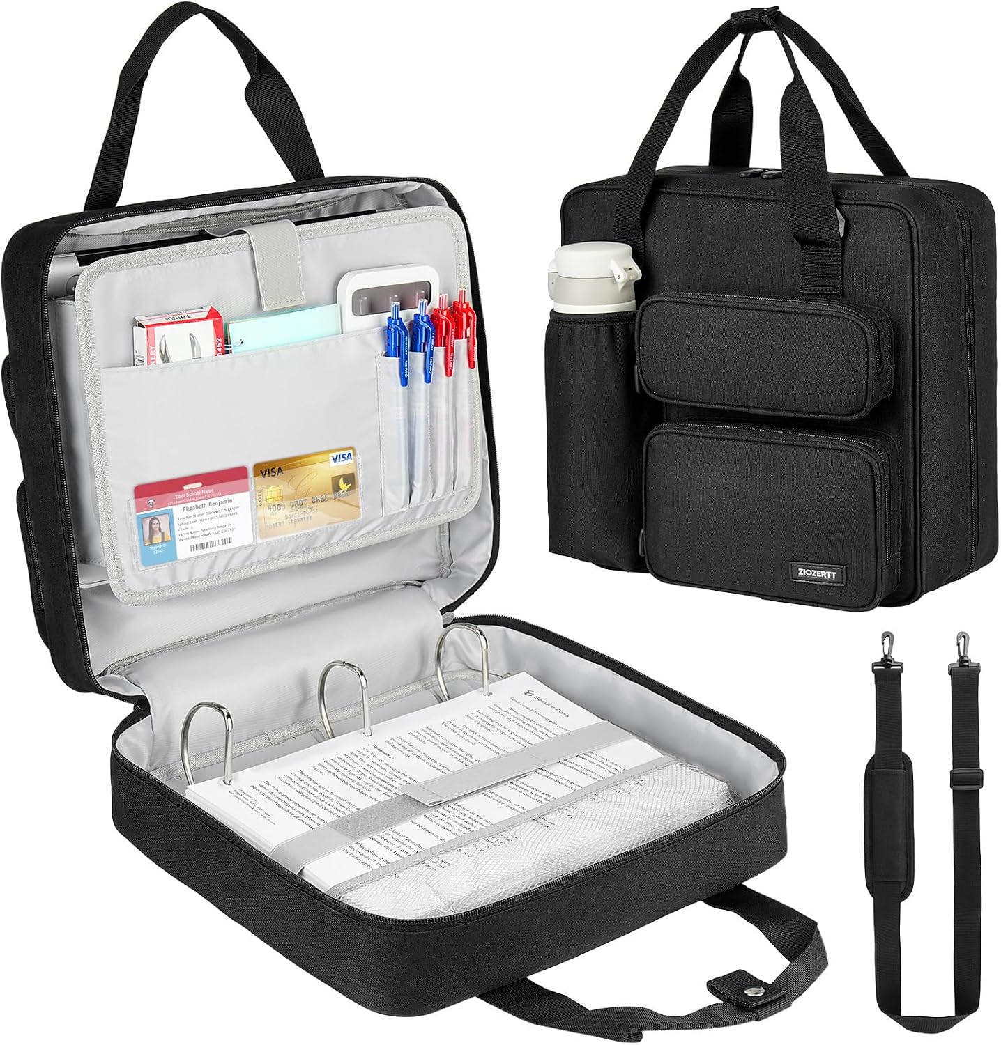 Custom 3-Ring Zipper Binder with Shoulder Strap