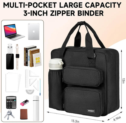 Custom 3-Ring Zipper Binder with Shoulder Strap