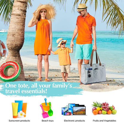 Custom Beach Tote Bag with Zipper and Cooler Pockets