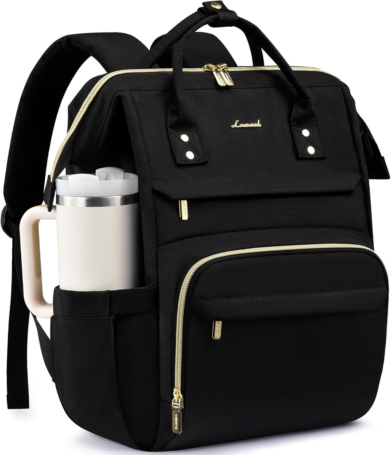 Custom Business Laptop Backpack with Tumbler Pocket