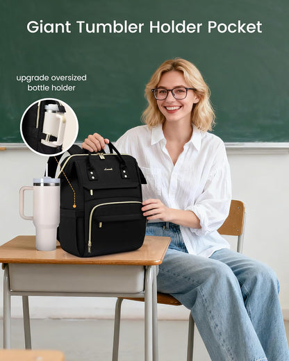 Custom Business Laptop Backpack with Tumbler Pocket