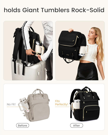 Custom Business Laptop Backpack with Tumbler Pocket