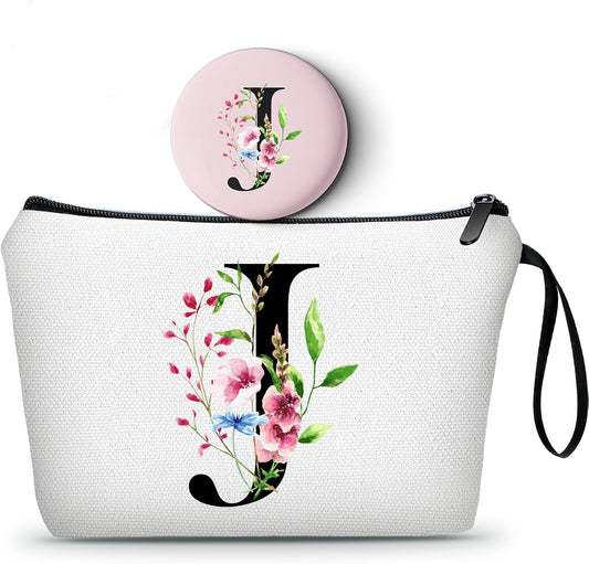 Custom Canvas Cosmetic Bag with Zipper and Pocket Mirror