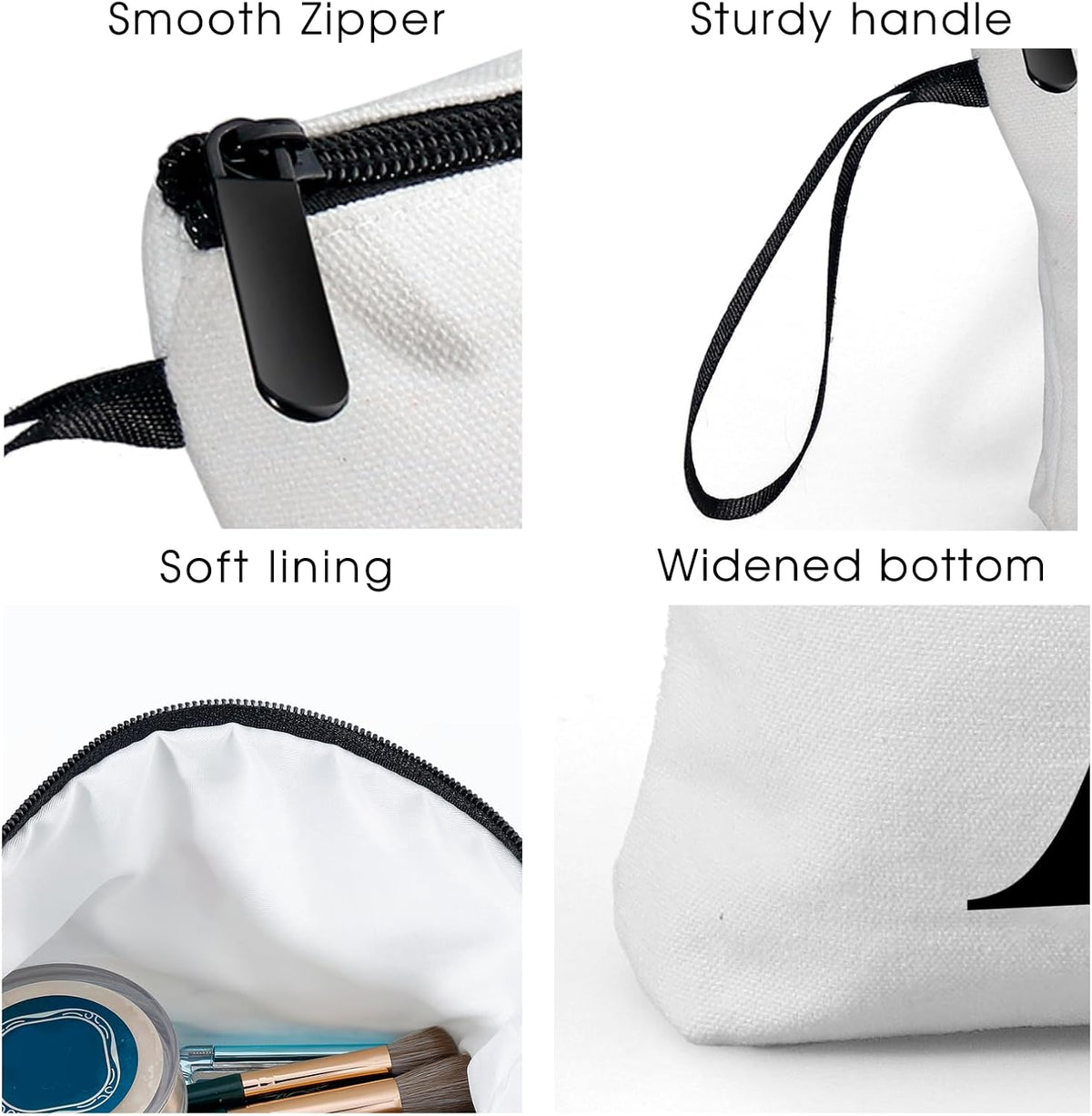 Custom Canvas Cosmetic Bag with Zipper and Pocket Mirror