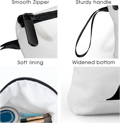 Custom Canvas Cosmetic Bag with Zipper and Pocket Mirror