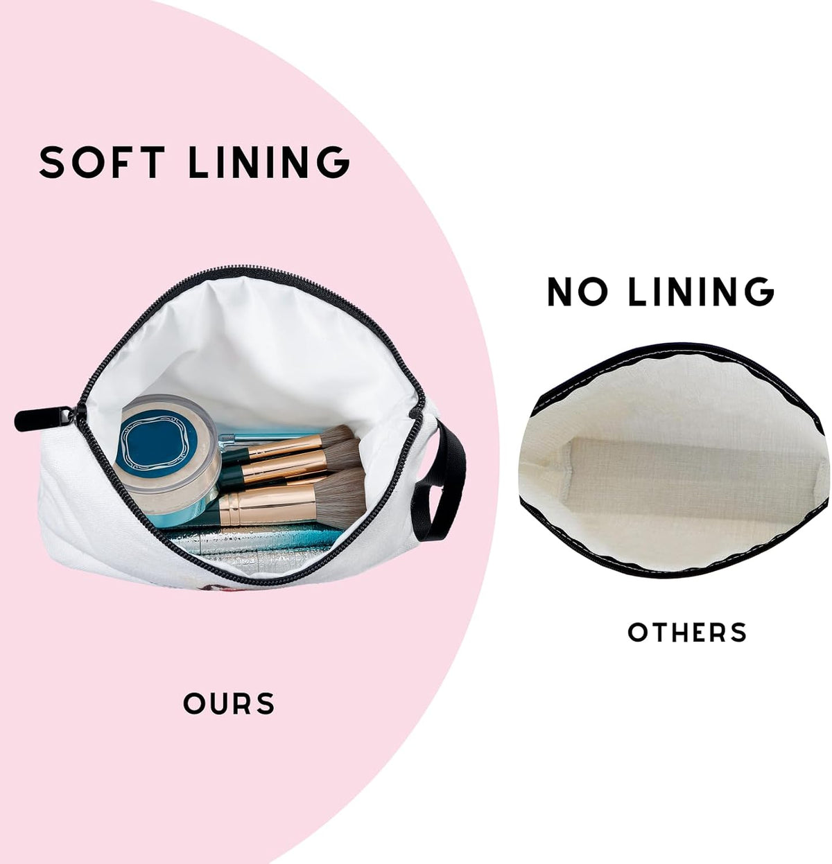 Custom Canvas Cosmetic Bag with Zipper and Pocket Mirror