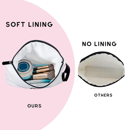 Custom Canvas Cosmetic Bag with Zipper and Pocket Mirror