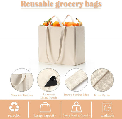 Custom Canvas Grocery Tote Bag with Dual Handles