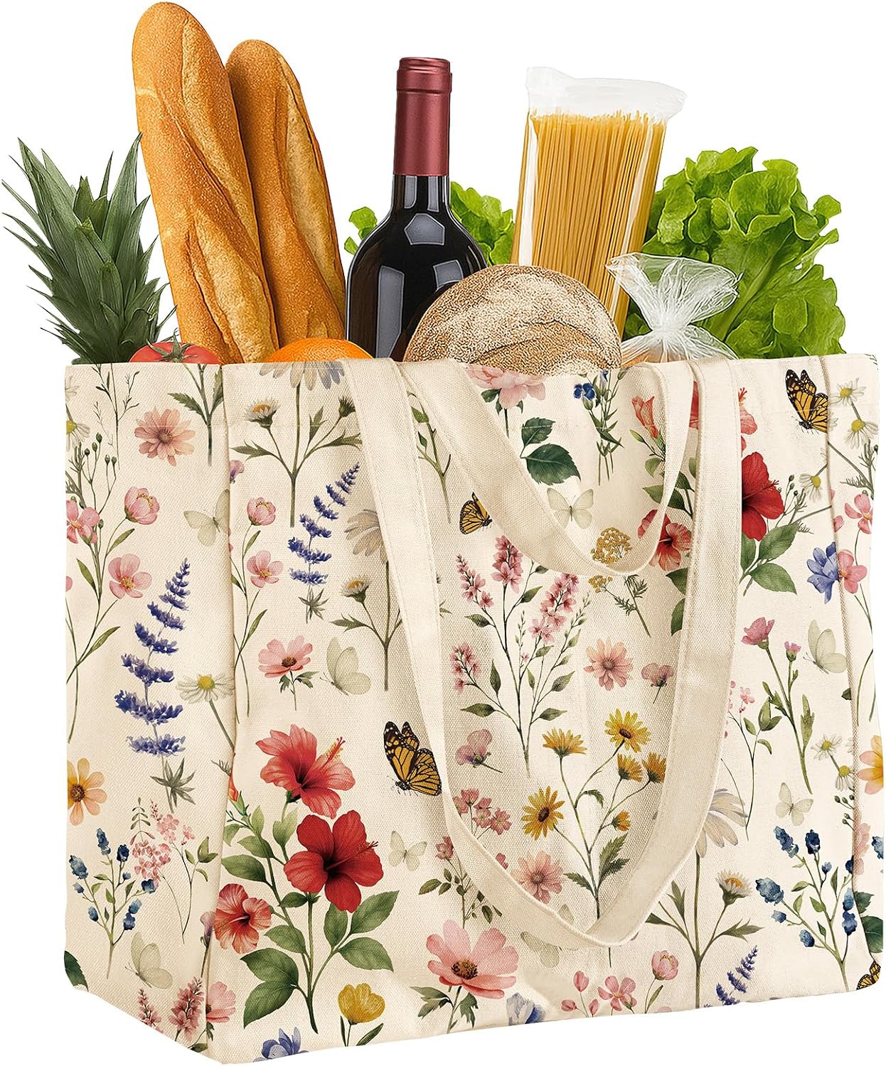 Custom Canvas Grocery Tote Bag with Multiple Compartments
