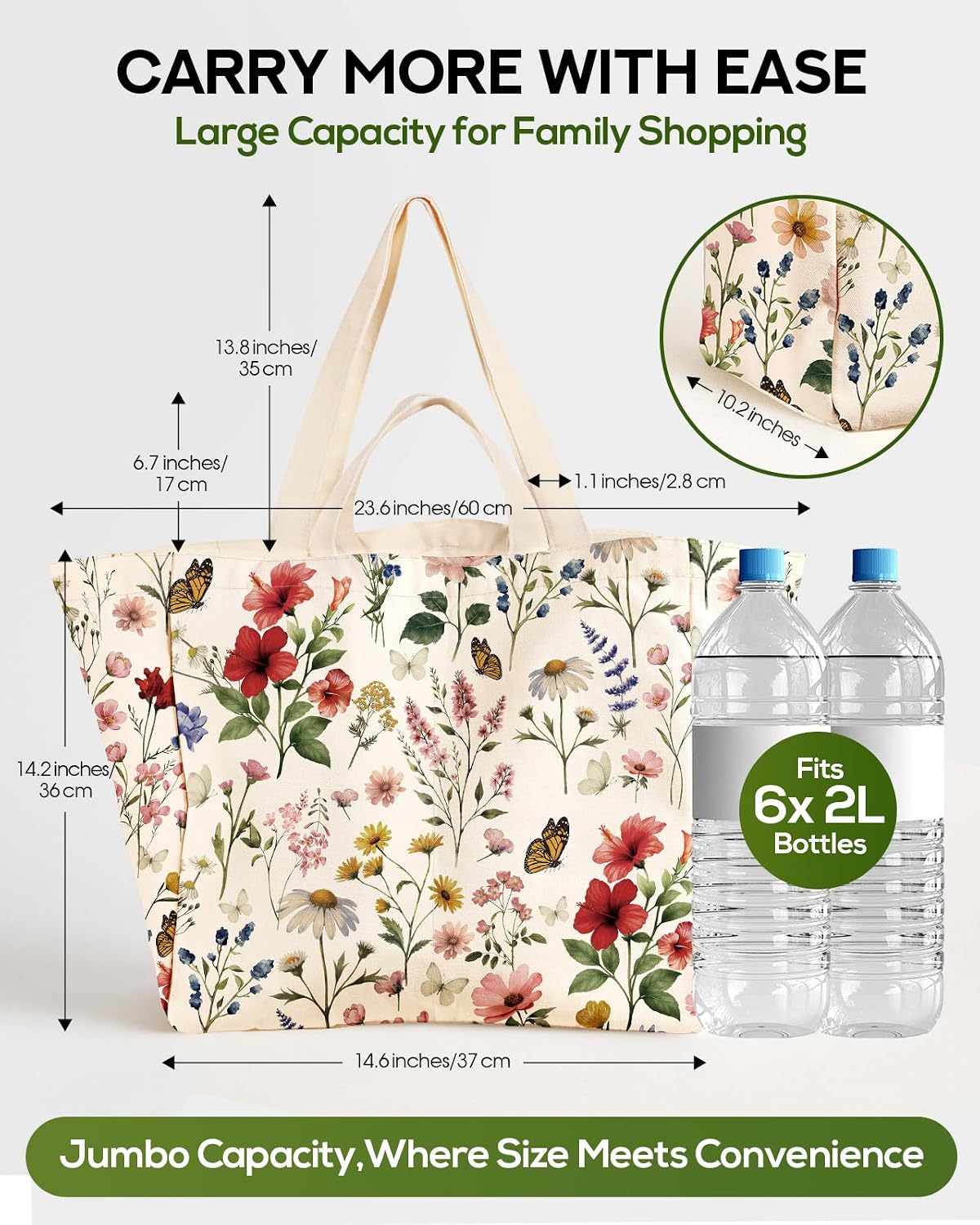 Custom Canvas Grocery Tote Bag with Multiple Compartments