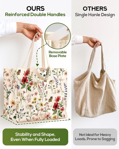 Custom Canvas Grocery Tote Bag with Multiple Compartments