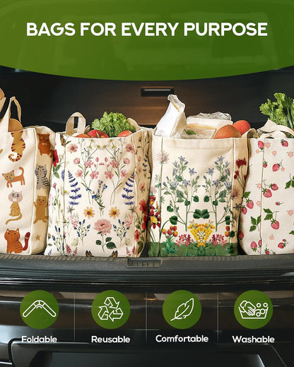 Custom Canvas Grocery Tote Bag with Multiple Compartments