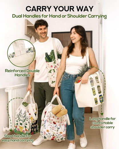 Custom Canvas Grocery Tote Bag with Multiple Compartments