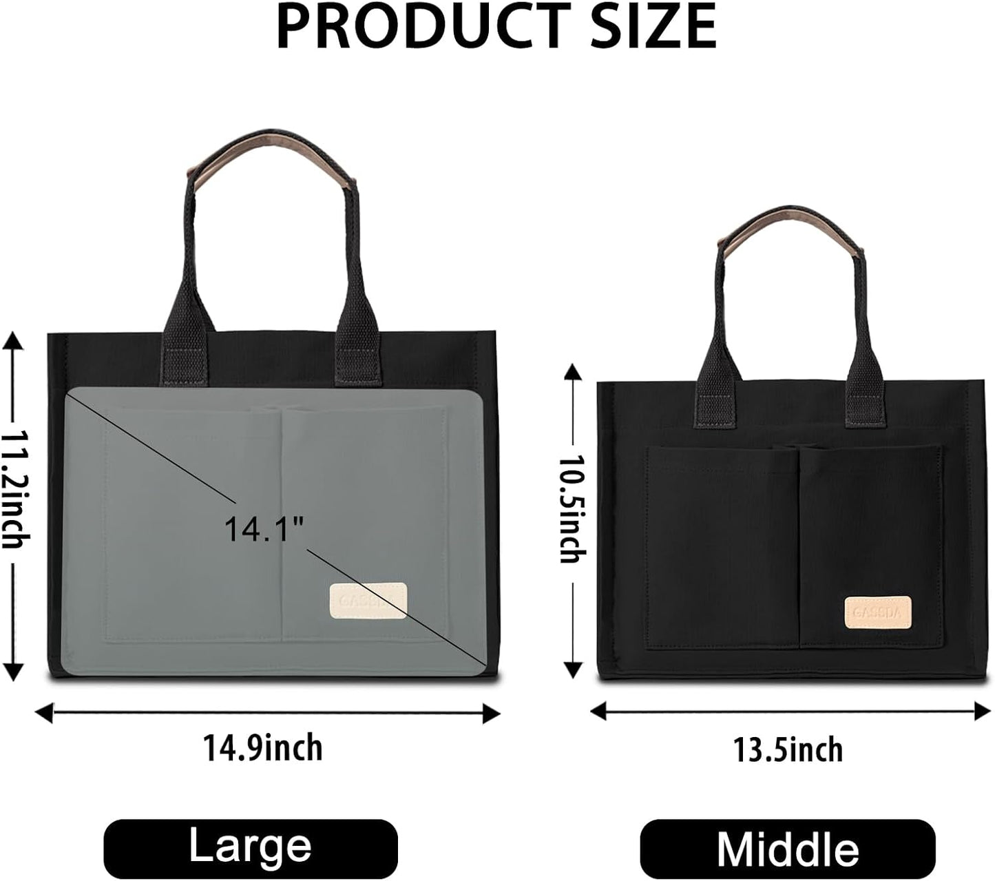 Custom Canvas Tote Bag with Pockets and Crossbody Strap