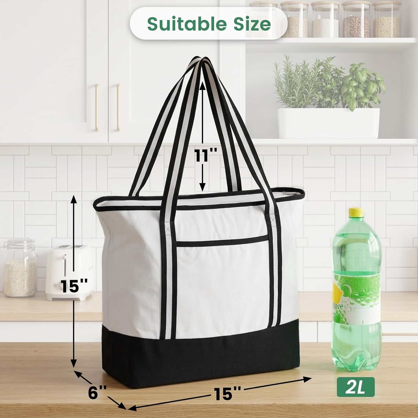 Custom Canvas Tote Bag with Zipper