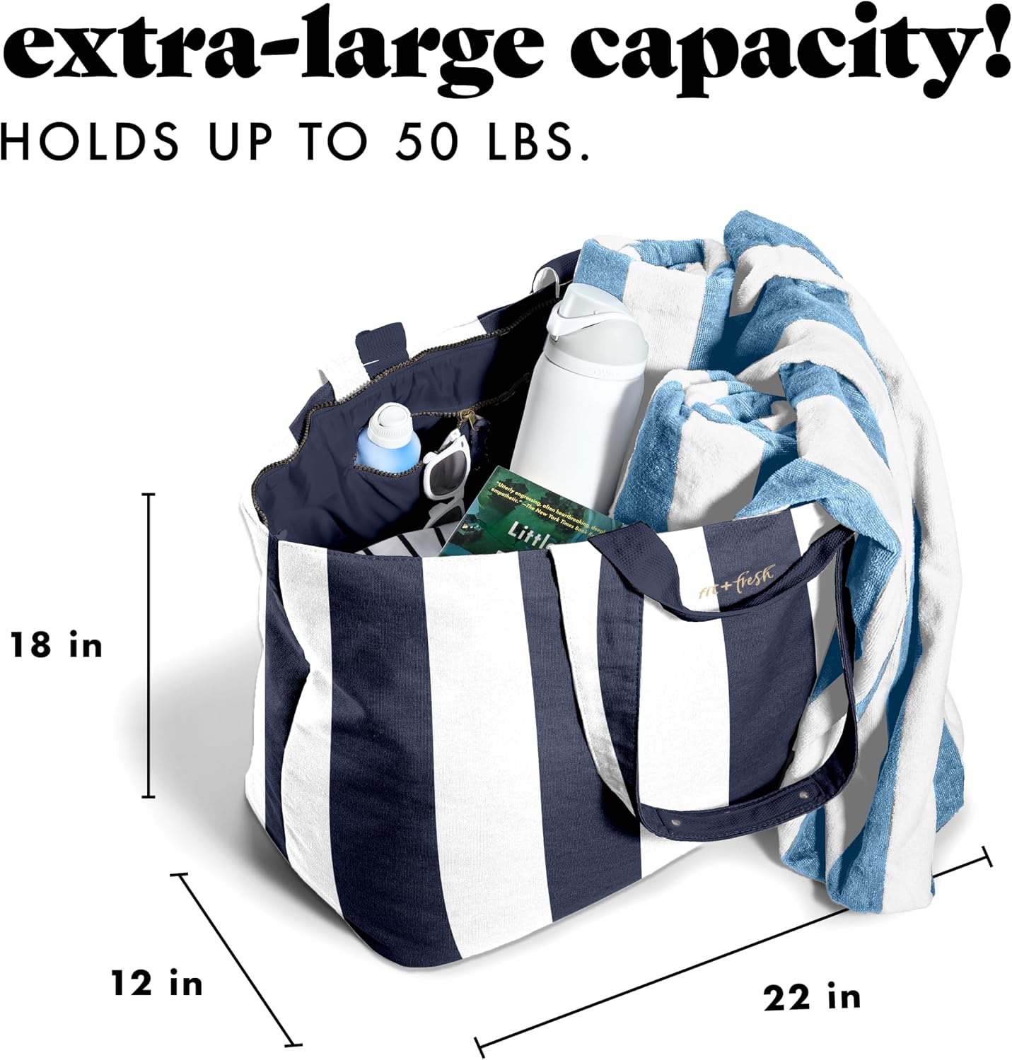 Custom Canvas Travel Weekender Tote Bag with Zipper