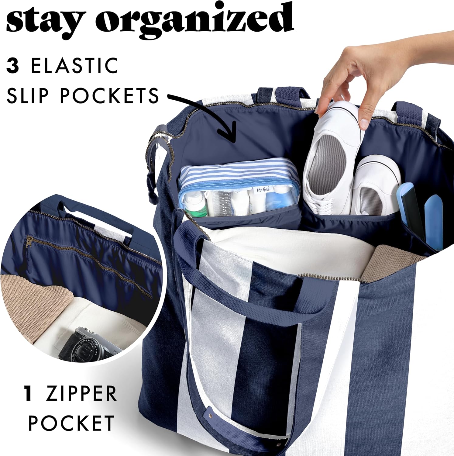 Custom Canvas Travel Weekender Tote Bag with Zipper