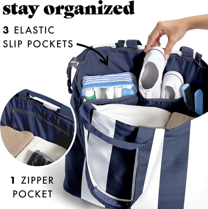 Custom Canvas Travel Weekender Tote Bag with Zipper