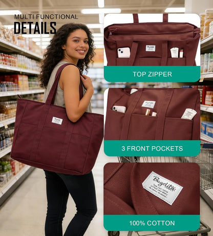 Custom Canvas Utility Tote Bag with Zipper