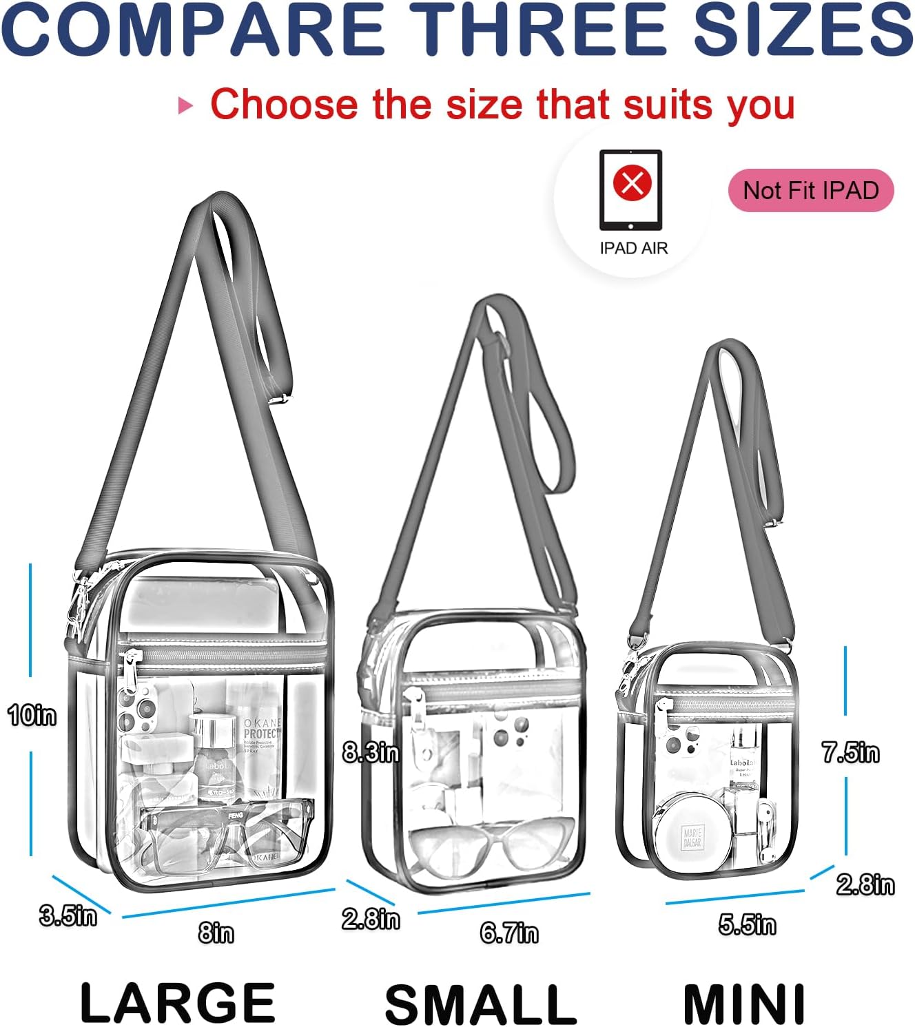 Custom Clear Crossbody Messenger Bag for Stadium Events