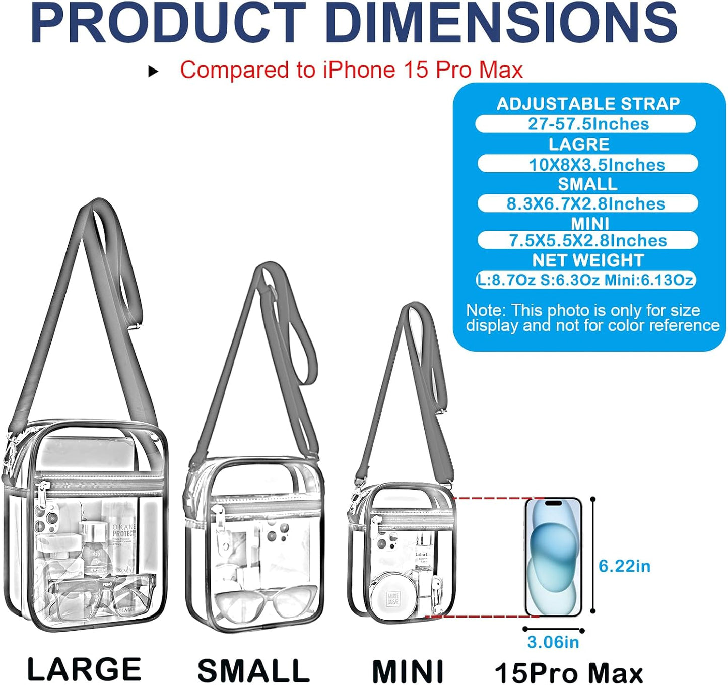 Custom Clear Crossbody Messenger Bag for Stadium Events