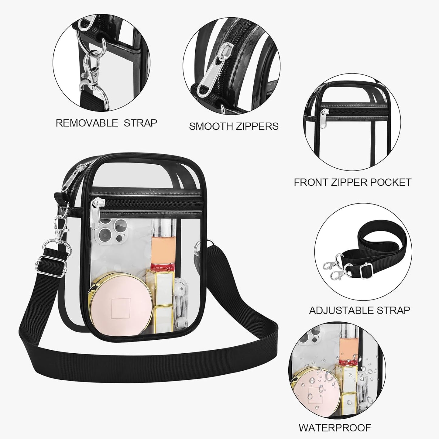 Custom Clear Crossbody Messenger Bag for Stadium Events