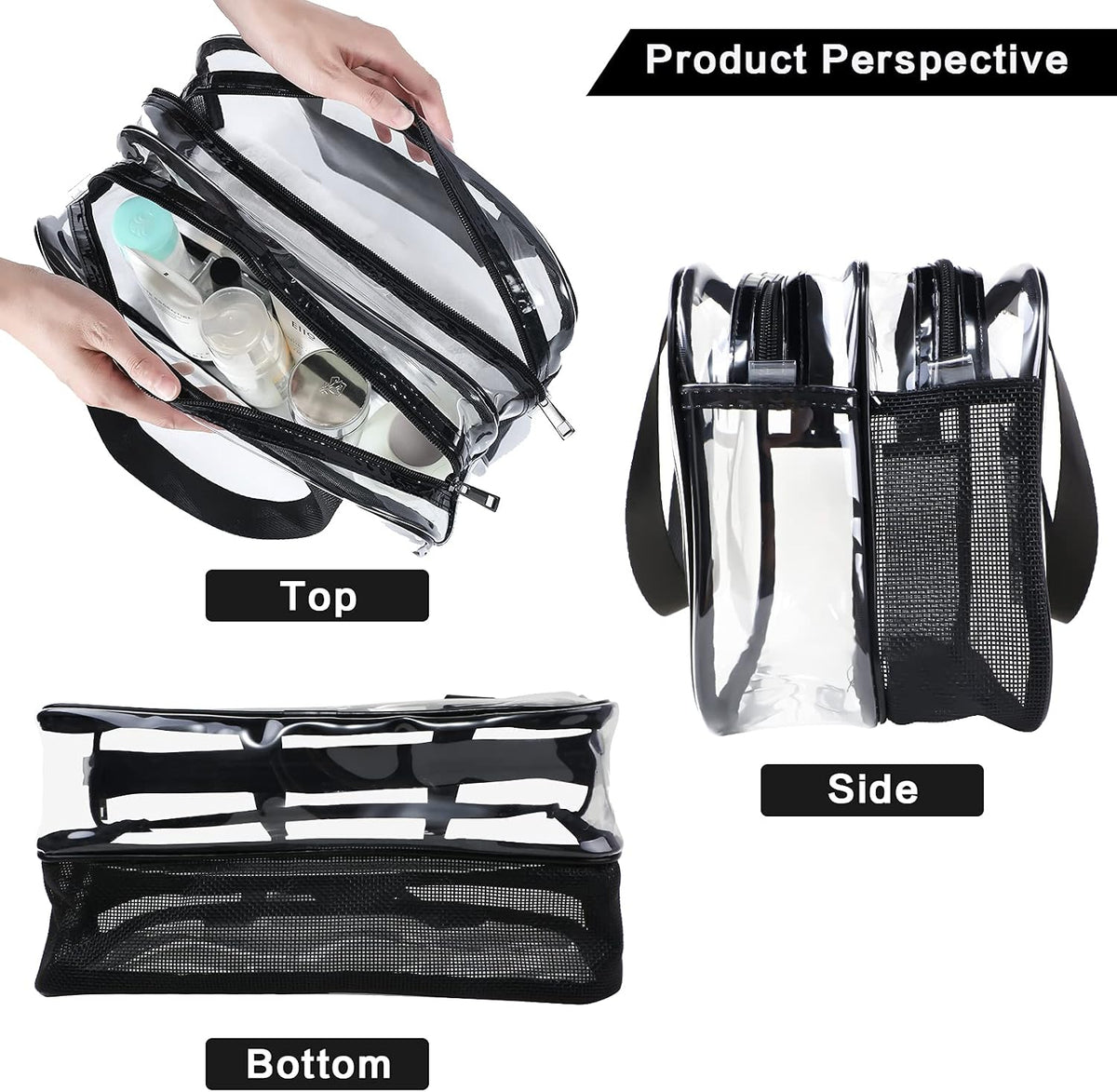 Custom Clear Travel Toiletry Bag with Zipper