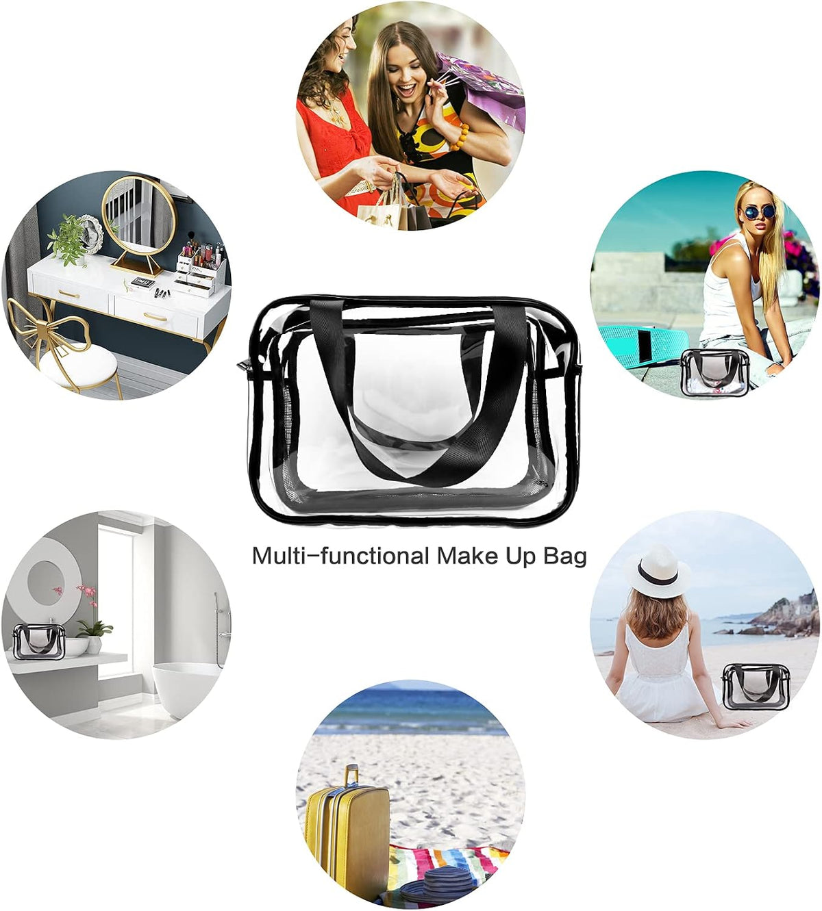 Custom Clear Travel Toiletry Bag with Zipper