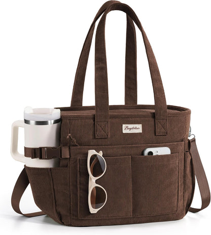 Custom Corduroy Insulated Lunch Cooler Tote Bag with Zipper