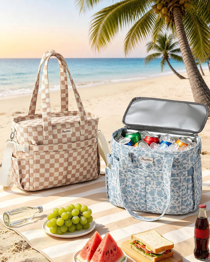 Custom Corduroy Insulated Lunch Cooler Tote Bag with Zipper