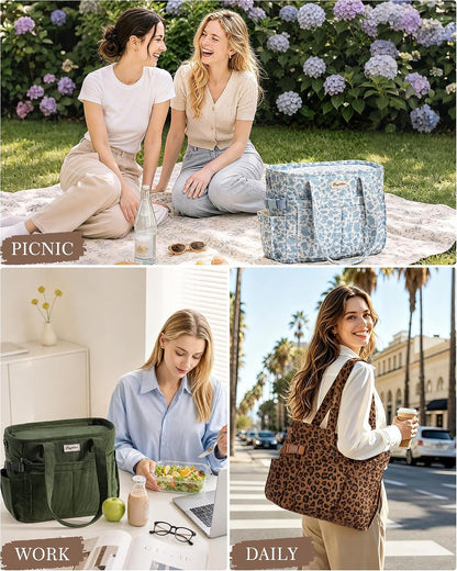Custom Corduroy Insulated Lunch Cooler Tote Bag with Zipper