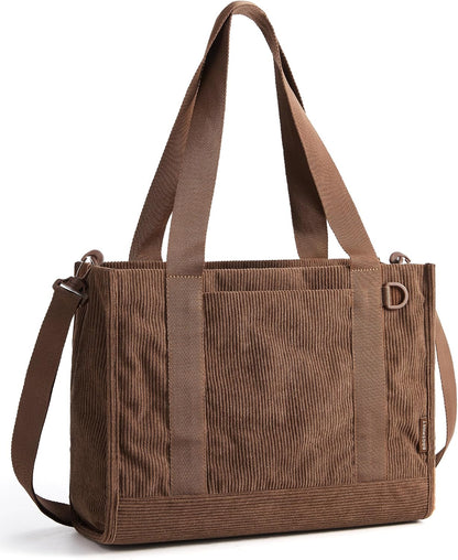 Custom Corduroy Laptop Tote Bag with Zipper