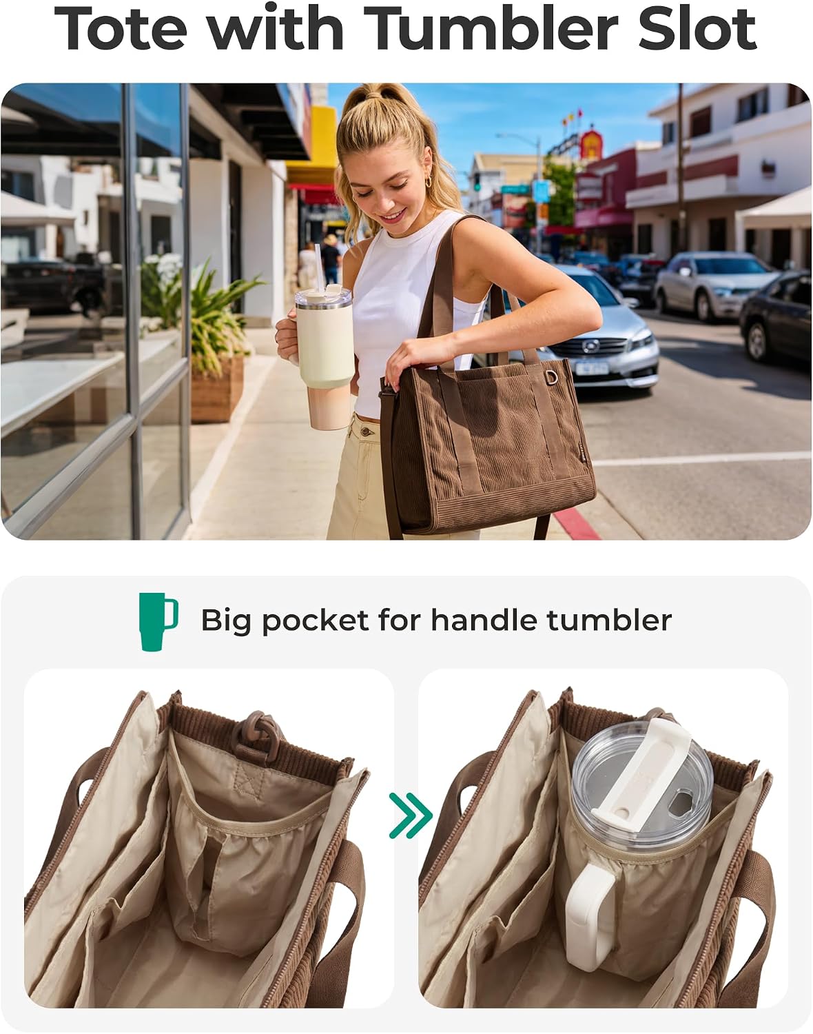 Custom Corduroy Laptop Tote Bag with Zipper