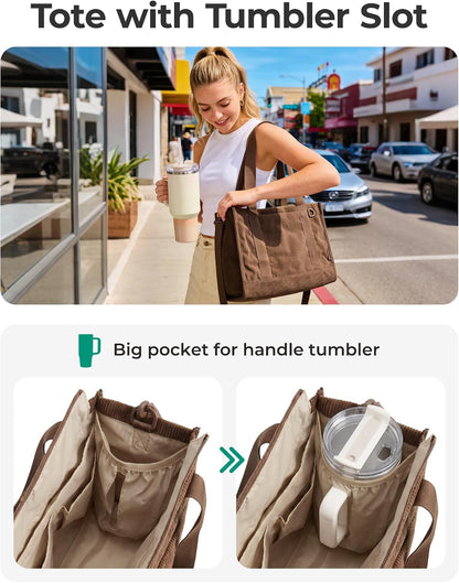 Custom Corduroy Laptop Tote Bag with Zipper