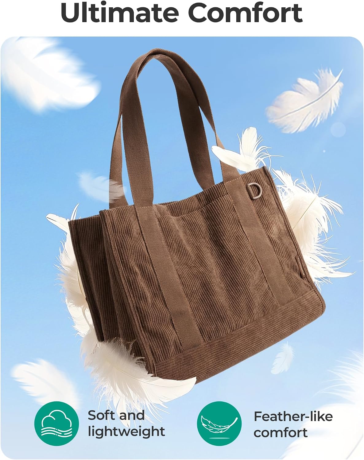 Custom Corduroy Laptop Tote Bag with Zipper