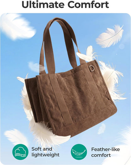 Custom Corduroy Laptop Tote Bag with Zipper