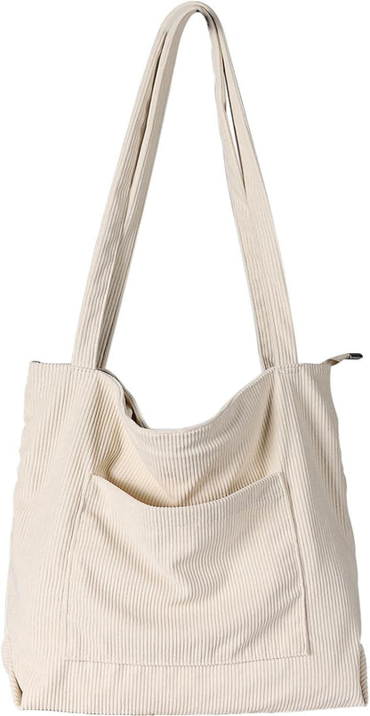 Custom Corduroy Tote Bag with Zipper