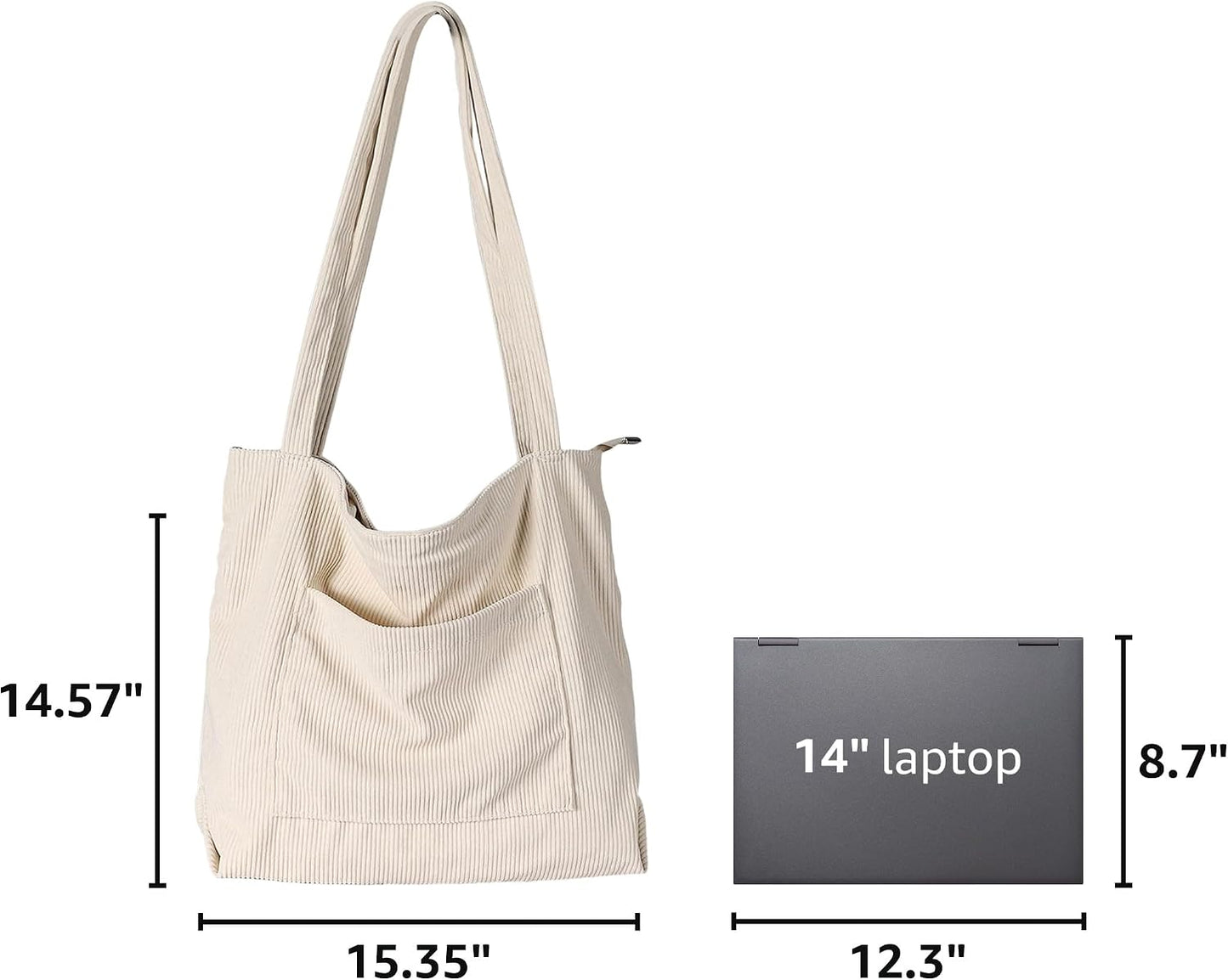 Custom Corduroy Tote Bag with Zipper