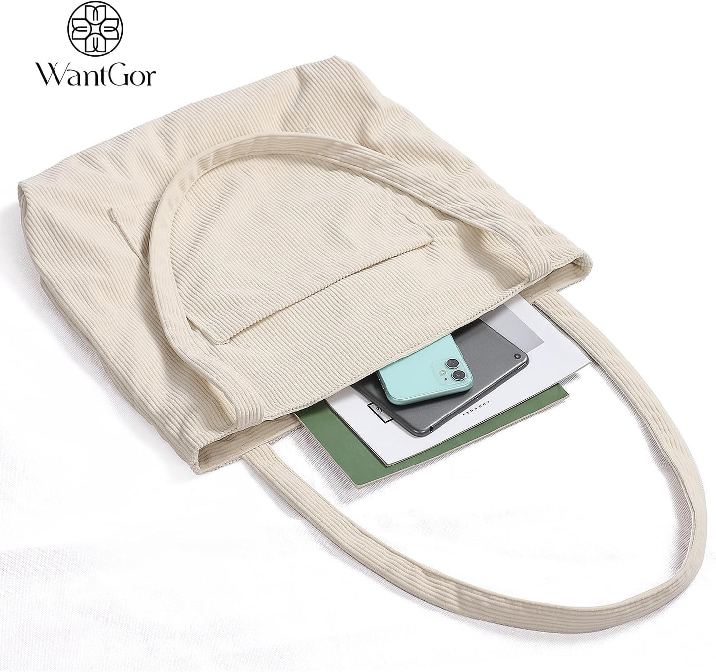 Custom Corduroy Tote Bag with Zipper