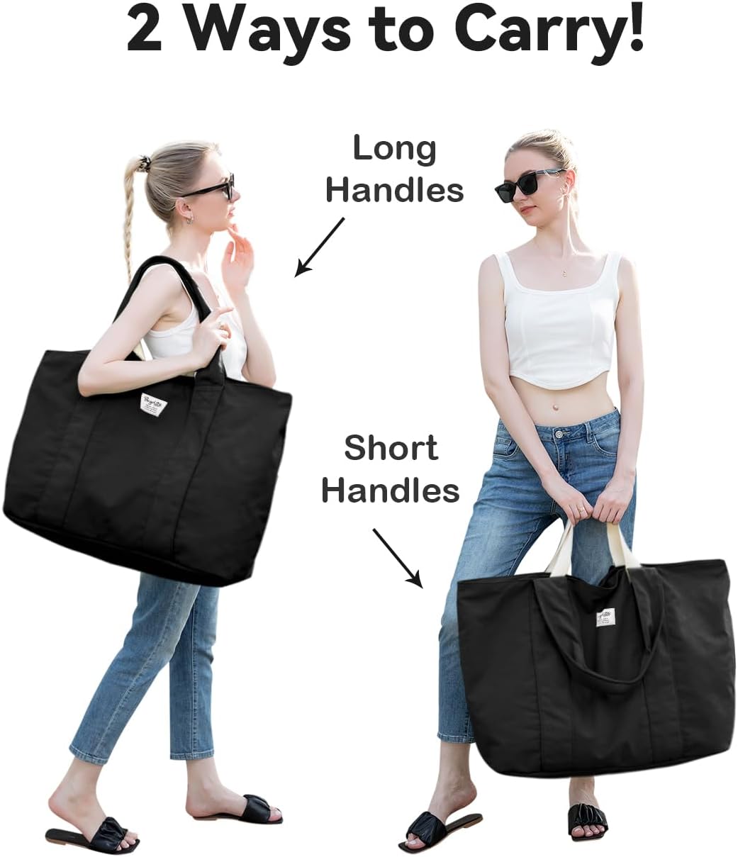 Custom Cotton Travel Weekender Tote Bag with Zipper