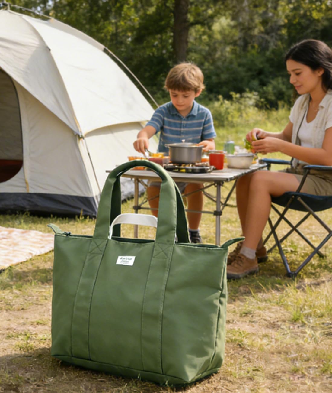 Custom Cotton Travel Weekender Tote Bag with Zipper